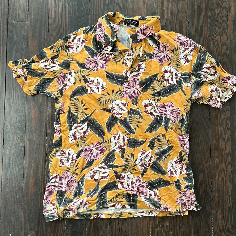Mens ZARA Floral Collar Shirt sz M. Great Condition